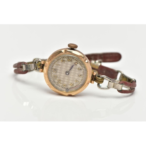 46 - TWO 9CT GOLD LADIES WRISTWATCHES, the first a hand wound movement, patterned dial, Roman numerals, p... 