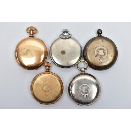 48 - A BAG OF ASSORTED POCKET WATCHES, to include a silver cased open face pocket watch, white round dial... 