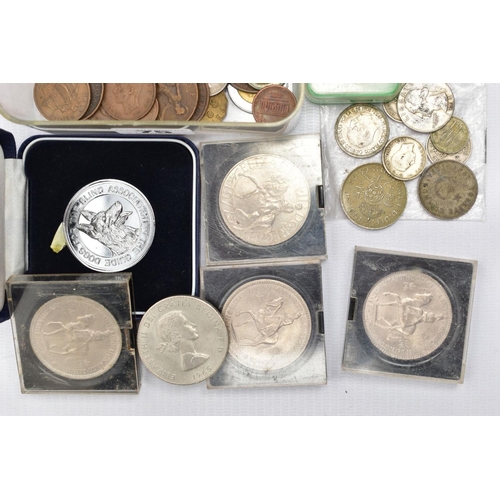 75 - AN ASSORTMENT OF COINS, to include a 'Guide Dogs for the Blind Association' within a fitted case, da... 