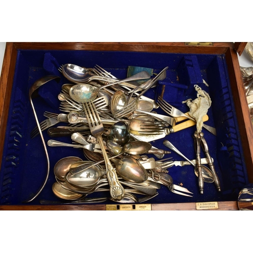 90 - A BOX OF ASSORTED CUTLERY AND TABLEWARE, to include a cased set of six mother of pearl handled butte... 