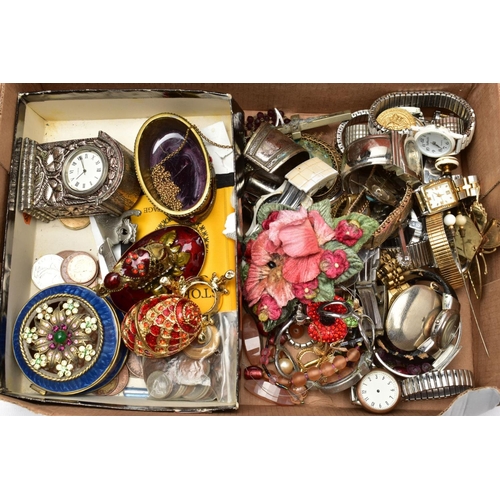 92 - A BOX OF MISCELLANEOUS ITEMS, to include a multi storage wooden jewellery box, a mirror jewellery bo... 