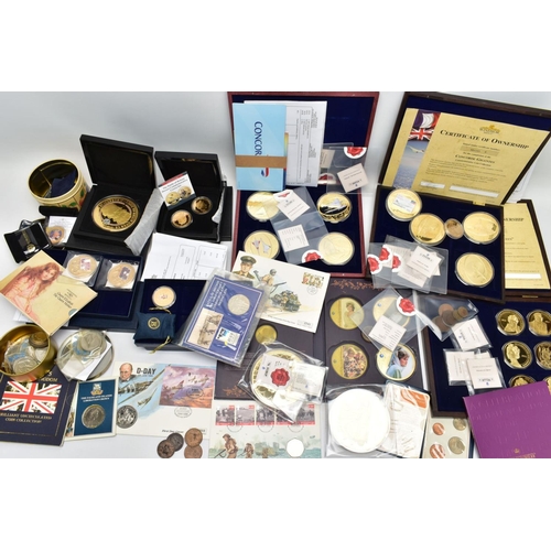 99 - A LARGE PLASTIC BOX CONTAINING COINS AND COMMEMORATIVES, to include Bradford exchange/Windsor mint i... 