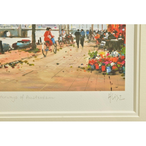 392 - HENDERSON CISZ (BRAZIL 1960) 'WATERWAYS OF AMSTERDAM', a signed limited edition print depicting a st... 