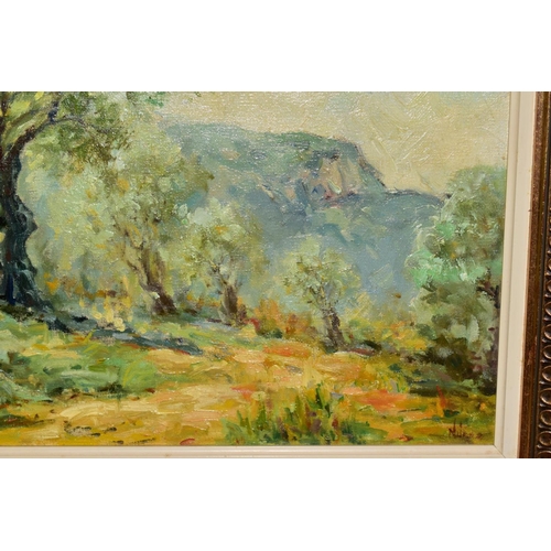 402 - NUNEZ (SPANISH CONTEMPORARY) 'PAISES ANDRATX?', a Mallorca hillside landscape, signed bottom right, ... 