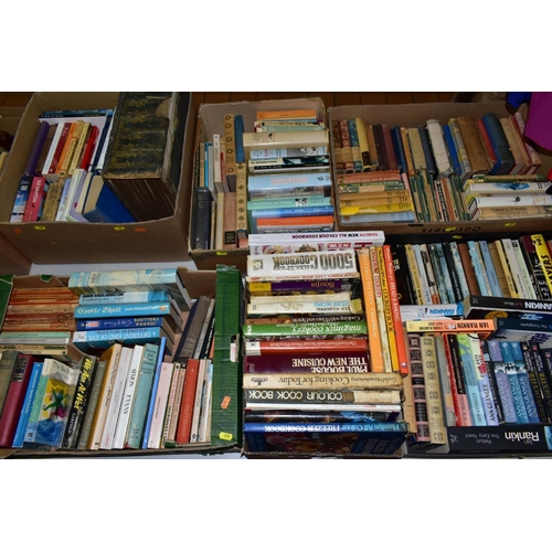 405 - BOOKS, six boxes containing a collection of approximately 207 titles in paperback and hardback forma... 