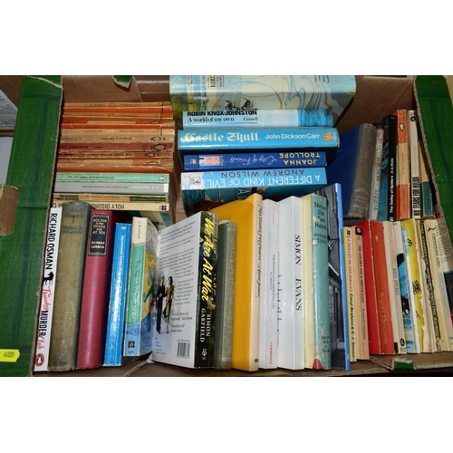 405 - BOOKS, six boxes containing a collection of approximately 207 titles in paperback and hardback forma... 