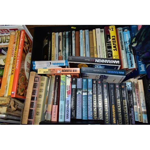 405 - BOOKS, six boxes containing a collection of approximately 207 titles in paperback and hardback forma... 