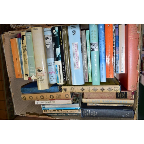 405 - BOOKS, six boxes containing a collection of approximately 207 titles in paperback and hardback forma... 