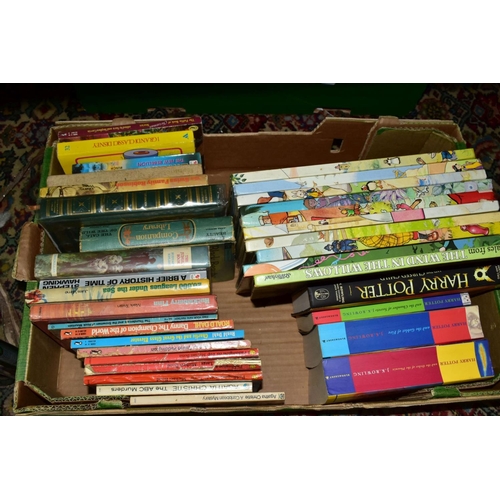 408 - TWO BOXES OF BOOKS, PAINTINGS & PRINTS, two boxes containing seven paintings or prints and thirty-fo... 