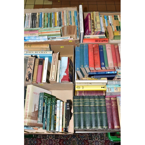 409 - SIX BOXES OF BOOKS, containing a collection of approximately 170 titles in paperback and hardback fo... 