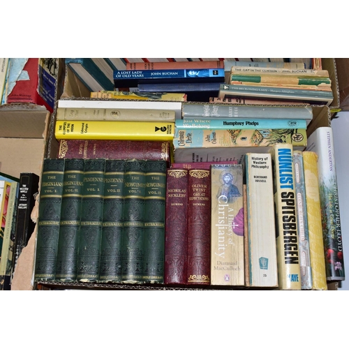 409 - SIX BOXES OF BOOKS, containing a collection of approximately 170 titles in paperback and hardback fo... 