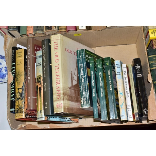 409 - SIX BOXES OF BOOKS, containing a collection of approximately 170 titles in paperback and hardback fo... 