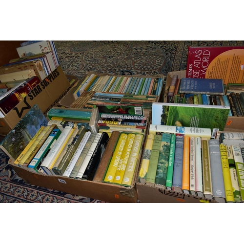 415 - SIX BOXES OF BOOKS, containing a collection of approximately 215 titles in paperback and hardback fo... 