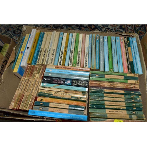 415 - SIX BOXES OF BOOKS, containing a collection of approximately 215 titles in paperback and hardback fo... 