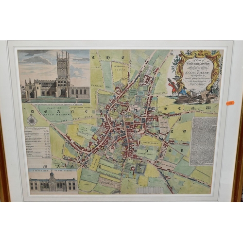 416 - A MAP TITLED 'A PLAN OF WOLVERHAMPTON SURVEYED IN MDCCL / 1750', engraved by Thomas Jefferys geograp... 