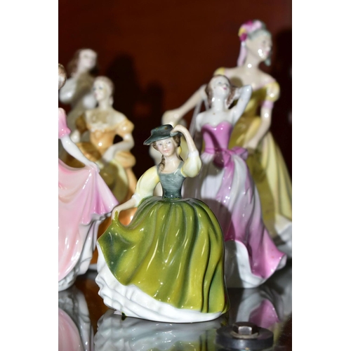 419 - FOUR ROYAL DOULTON AND FIVE COALPORT LADIES, the Royal Doulton comprising 'Pretty Ladies - Ninette' ... 