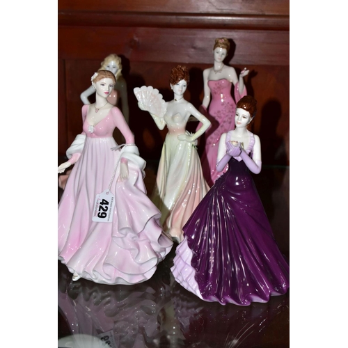 429 - FIVE COALPORT LADY FIGURES, comprising 'Perfect Moment' limited edition no. 650/7500, sculpted by J ... 