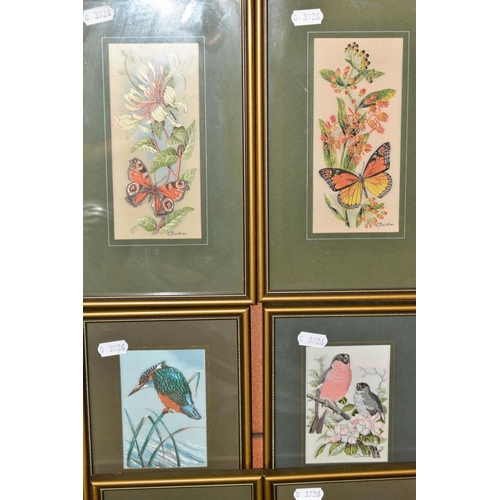 440 - J & J CASH LTD, FRAMED WOVEN PICTURES, a collection of fifteen examples comprising eight bird studie... 