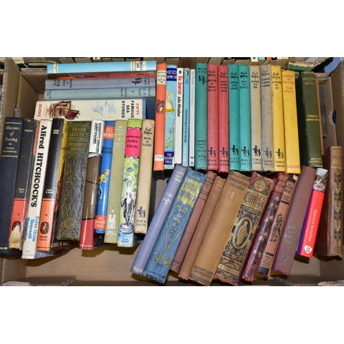 468 - SIX BOXES OF ASSORTED BOOKS, to include a set of Enid Blyton's children's books, a coronation souven... 