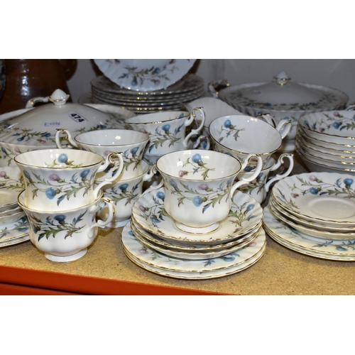 474 - A ROYAL ALBERT 'BRIGADOON' PART DINNER SET, comprising of  two covered tureens, sauceboat and stand,... 