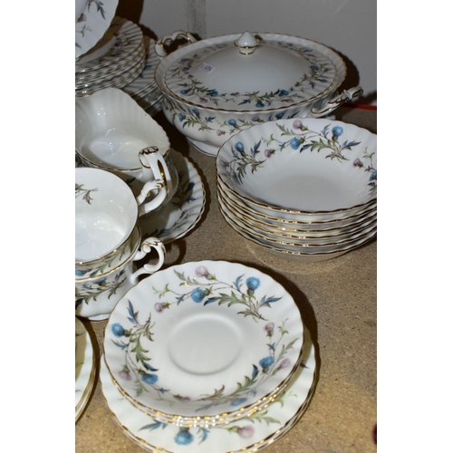 474 - A ROYAL ALBERT 'BRIGADOON' PART DINNER SET, comprising of  two covered tureens, sauceboat and stand,... 