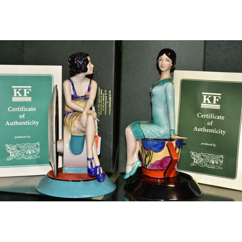 501 - TWO BOXED LIMITED EDITION KEVIN FRANCIS CERAMICS FIGURINES, by Andy Moss, 'Young Clarice Cliff - Ren... 