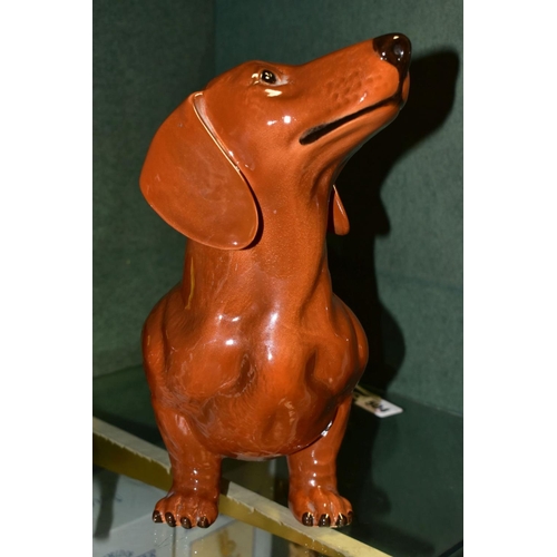 504 - A GROUP OF BESWICK AND OTHER ANIMAL FIGURES, comprising four Beswick animals: a Tan Dachshund (Fires... 