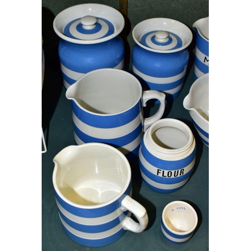 508 - NINE PIECES OF T.G. GREEN CORNISHWARE, comprising two storage canisters heights 13cm and 15.5cm (lat... 