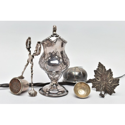 112 - A SMALL PARCEL OF 18TH AND 19TH CENTURY SILVER AND PLATE, comprising a pair of Georgian silver sugar... 