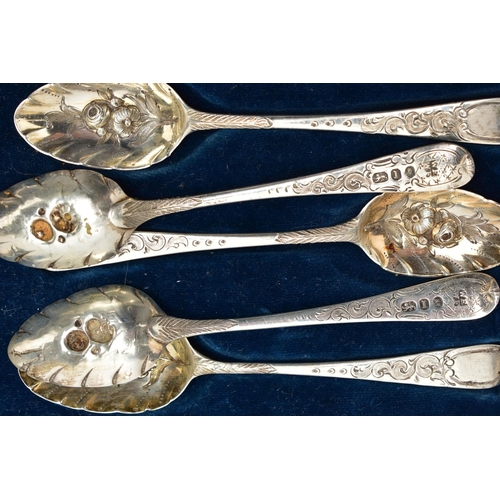 129 - GEORGE III SILVER SPOONS, nine silver old English teaspoons, reworked at a later date (possibly mid ... 