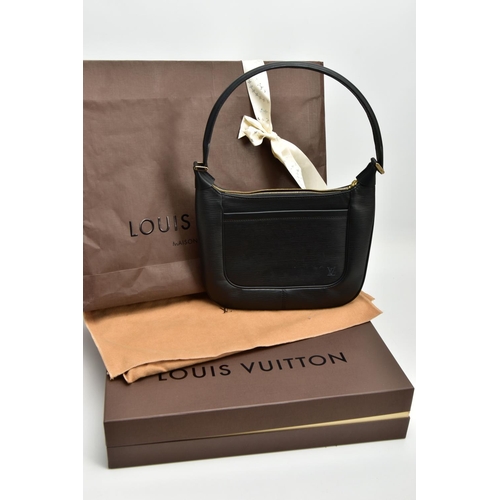 135 - A BOXED LOUIS VUITTON M58972 LADIES 'MATSY' BLACK EPI LEATHER SHOULDER BAG,  black fabric lined, hei... 