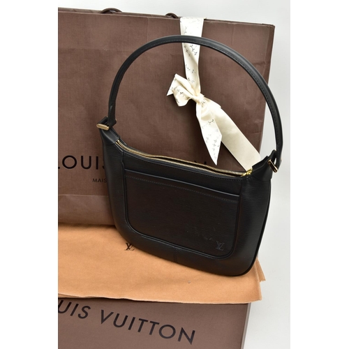 135 - A BOXED LOUIS VUITTON M58972 LADIES 'MATSY' BLACK EPI LEATHER SHOULDER BAG,  black fabric lined, hei... 