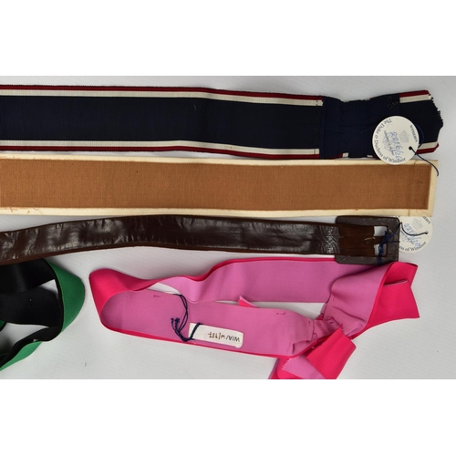 137 - DUKE & DUCHESS OF WINDSOR INTEREST, five fabric and suede belts, in a variety of styles and colours,... 