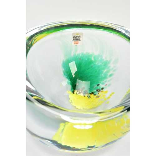 147 - PER LUTKIN (1916-1998) FOR HOLMEGAARD, A GRAAL GLASS BOWL, yellow and green cased in clear glass, in... 