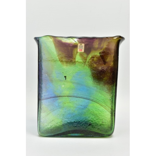 155 - PER LUTKIN (1916-1998) FOR HOLMEGAARD, A RECTANGULAR LAVA GLASS VASE, signed to the base with model ... 