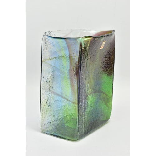 155 - PER LUTKIN (1916-1998) FOR HOLMEGAARD, A RECTANGULAR LAVA GLASS VASE, signed to the base with model ... 