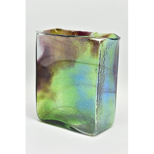 155 - PER LUTKIN (1916-1998) FOR HOLMEGAARD, A RECTANGULAR LAVA GLASS VASE, signed to the base with model ... 