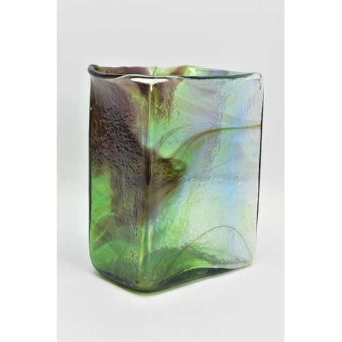 155 - PER LUTKIN (1916-1998) FOR HOLMEGAARD, A RECTANGULAR LAVA GLASS VASE, signed to the base with model ... 