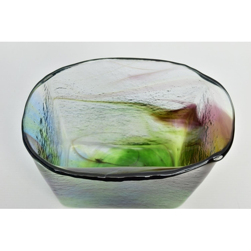 155 - PER LUTKIN (1916-1998) FOR HOLMEGAARD, A RECTANGULAR LAVA GLASS VASE, signed to the base with model ... 