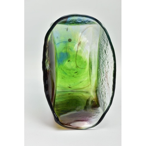 155 - PER LUTKIN (1916-1998) FOR HOLMEGAARD, A RECTANGULAR LAVA GLASS VASE, signed to the base with model ... 