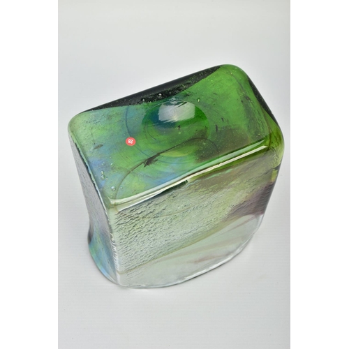 155 - PER LUTKIN (1916-1998) FOR HOLMEGAARD, A RECTANGULAR LAVA GLASS VASE, signed to the base with model ... 