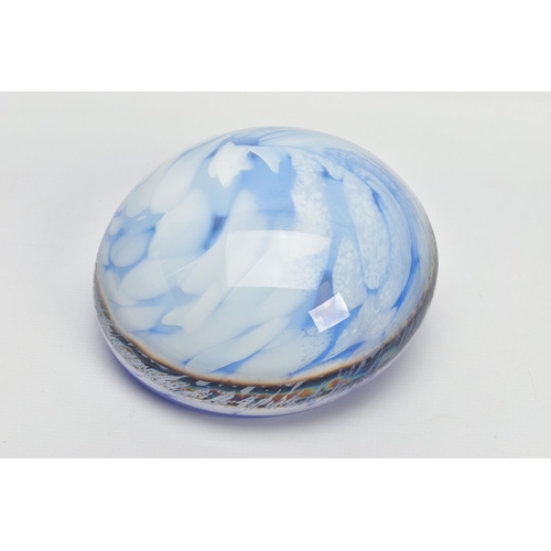 171 - JANE CHARLES (BRITISH CONTEMPORARY) A SOMMERSO GLASS ROCKING BOWL, clear over a solid blue over a wh... 