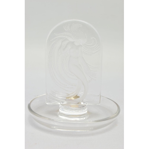 174 - LALIQUE, 'NIAIDE'' A CLEAR GLASS PINTRAY, depicting a mermaid figure, relief moulded on the obverse,... 