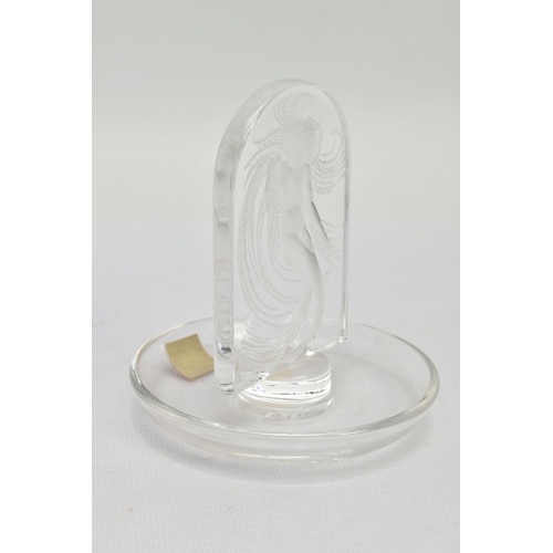 174 - LALIQUE, 'NIAIDE'' A CLEAR GLASS PINTRAY, depicting a mermaid figure, relief moulded on the obverse,... 