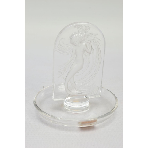 174 - LALIQUE, 'NIAIDE'' A CLEAR GLASS PINTRAY, depicting a mermaid figure, relief moulded on the obverse,... 