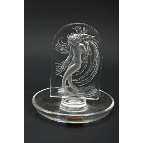 174 - LALIQUE, 'NIAIDE'' A CLEAR GLASS PINTRAY, depicting a mermaid figure, relief moulded on the obverse,... 