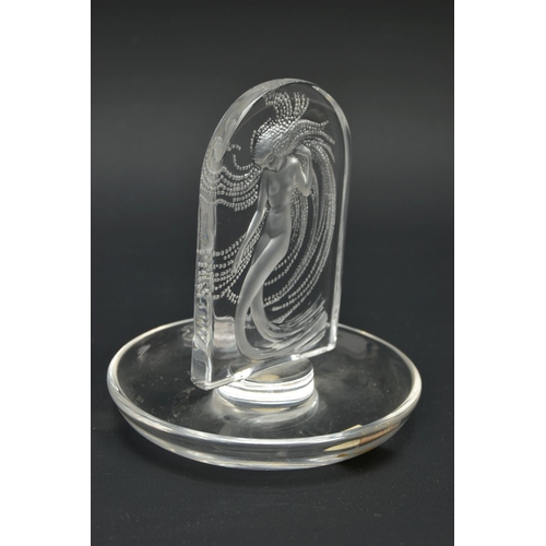 174 - LALIQUE, 'NIAIDE'' A CLEAR GLASS PINTRAY, depicting a mermaid figure, relief moulded on the obverse,... 