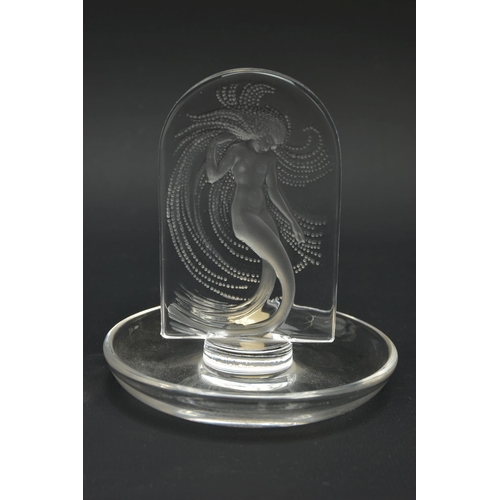 174 - LALIQUE, 'NIAIDE'' A CLEAR GLASS PINTRAY, depicting a mermaid figure, relief moulded on the obverse,... 