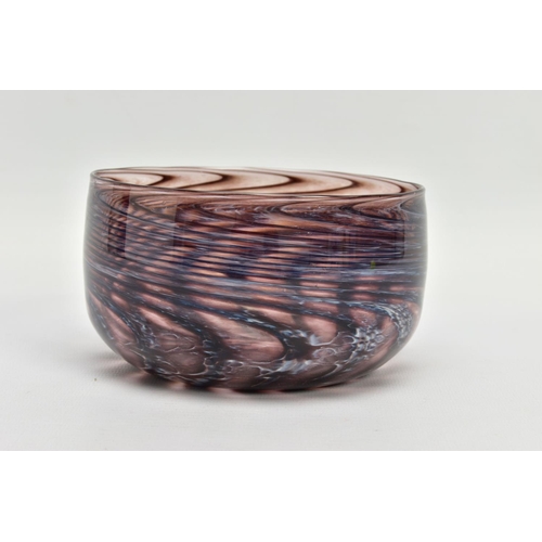 176 - ANTHONY STERN (1944-2022) AN AMMONITE SERIES GLASS BOWL, swirled decoration, signed to the base, app... 