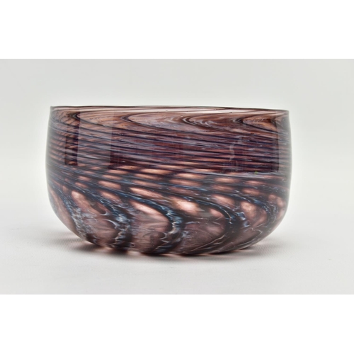 176 - ANTHONY STERN (1944-2022) AN AMMONITE SERIES GLASS BOWL, swirled decoration, signed to the base, app... 